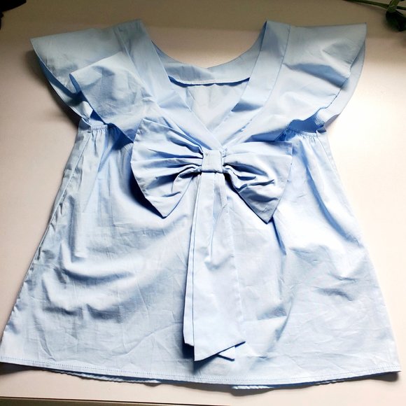 Giant Bow | Italian Blouse Light Blue | Small - Picture 9 of 13
